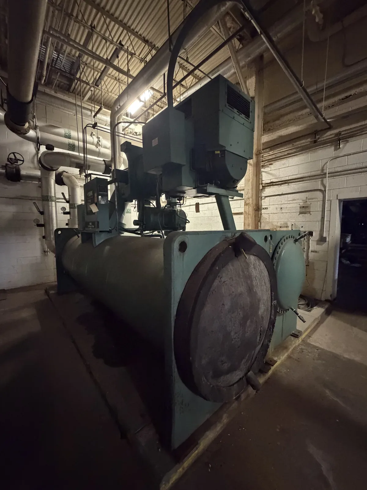 Industrial chiller inside a plant being cleared out