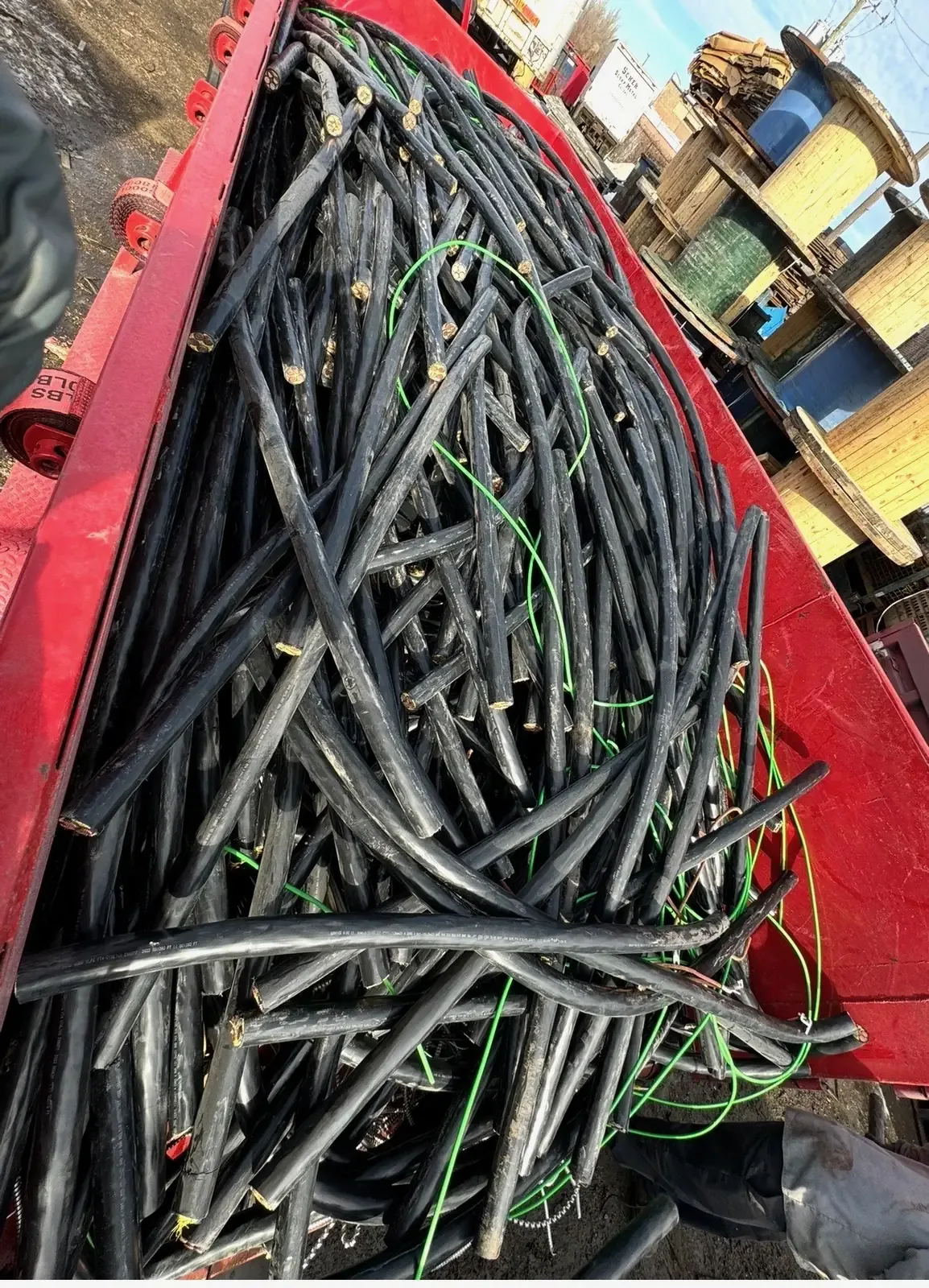 Container full of used copper cable