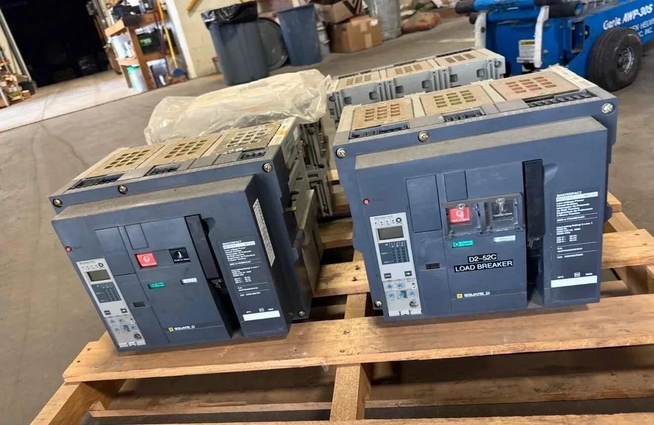 Two air circuit breakers on a pallet